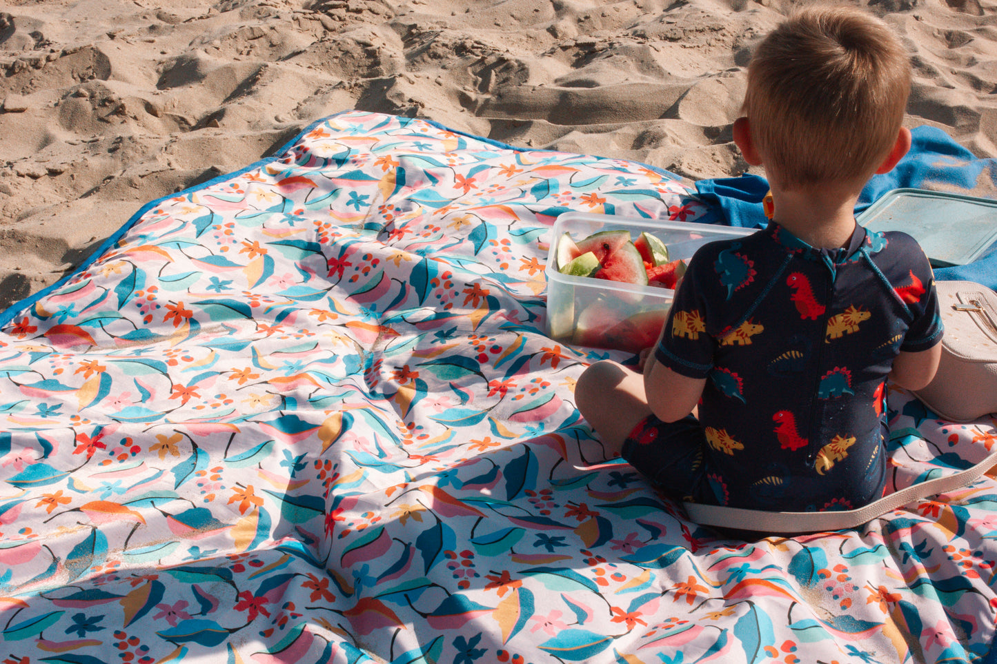 Botanical Picnic Blanket - Blue and Bright Floral